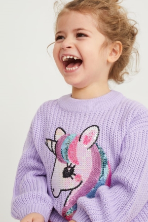 C&A Unicorn Shiny Jumper Mädchen Helllila | WIVPR-3041