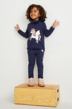 C&A Unicorn Thermal Schlank Fit Hosen Mädchen Dunkelblau | LWHND-4278