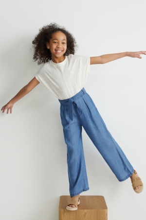 C&A Weite Leg Tencel™ Lyocell Fibres Hosen Mädchen Blau | OPDVH-8436