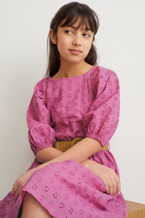 C&A With Belt Kleider Mädchen Helllila | JTDVC-7283