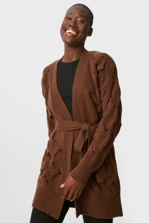 C&A With Cashmere Recycled Italian Yarn Strickjacke Damen Dunkelbraun | GVWYF-8975