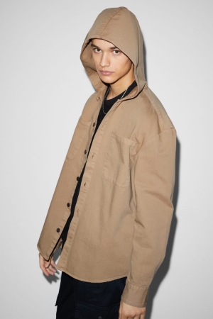 C&A With Hood Hemd Herren Beige | QYHJN-6540