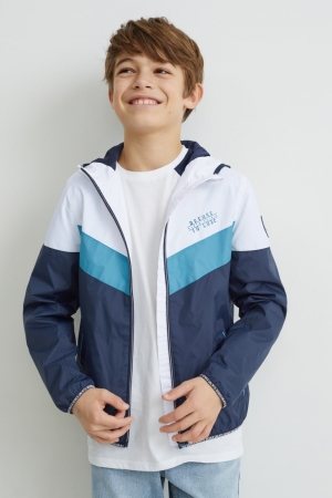 C&A With Hood Jacke Mädchen Blau Weiß | HQPTE-7469