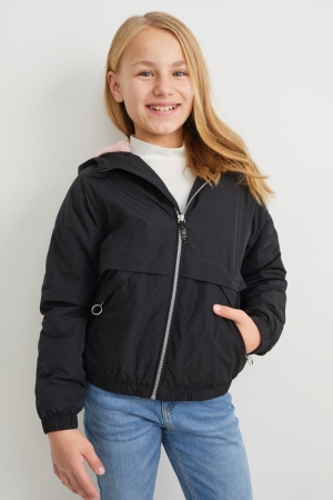 C&A With Hood Jacke Mädchen Schwarz | NGJYI-3259