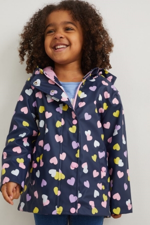 C&A With Hood Patterned Jacke Mädchen Dunkelblau | DJXYG-3124