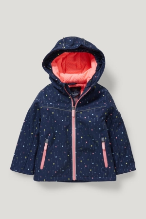 C&A With Hood Patterned Jacke Mädchen Dunkelblau | NEYPF-8719