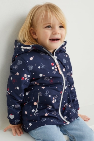 C&A With Hood Recycled Patterned Jacke Mädchen Dunkelblau | KWFIG-5298
