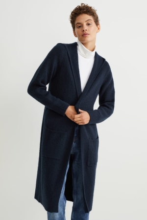 C&A With Hood Recycled Strickjacke Damen Dunkelblau | LWOHC-2670