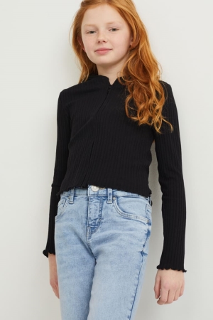 C&A With Hood Strickjacke Mädchen Schwarz | PHJST-7023