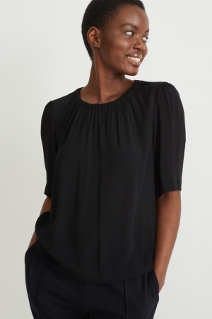 C&A With Lenzing™ Ecovero™ Bluse Damen Schwarz | DGUFW-2640