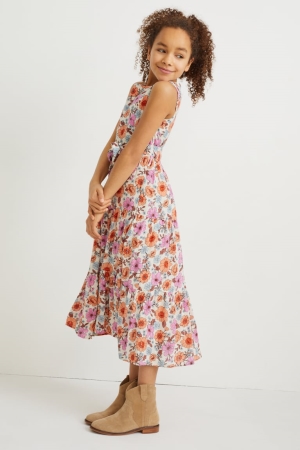 C&A With Lenzing™ Ecovero™ Floral Kleider Mädchen Rosa | KNCGF-7428