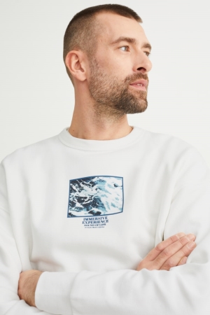 C&A With Recycled Polyester Sweatshirts Herren Weiß | BEKZS-8792