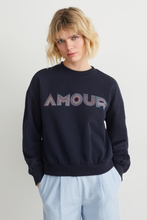 C&A With Recycled Polyester Sweatshirts Damen Dunkelblau | DKLIX-6231