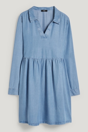 C&A With Tencel™ Lyocell Fibres Kleider Damen Blau | OJPKD-8619