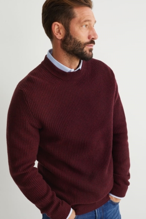 C&A Wolle Blend Jumper Herren Dunkelrot | RLSXE-4968