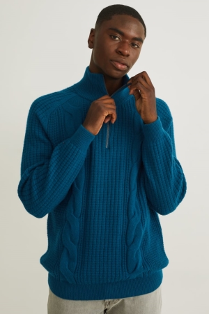 C&A Wolle Blend Recycled Jumper Herren Dunkeltürkis | JVAPT-9487