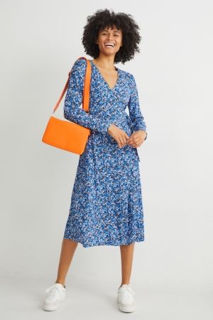 C&A Wrap Lenzing™ Ecovero™ Floral Kleider Damen Blau | ZJRIS-8691