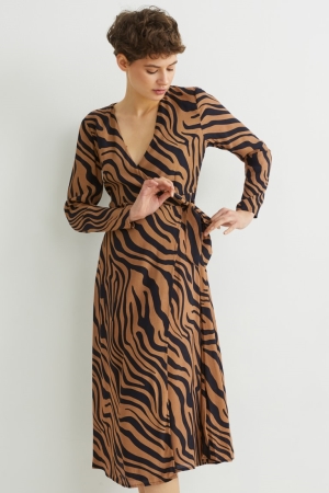 C&A Wrap Lenzing™ Ecovero™ Patterned Kleider Damen Braun | MHGAB-4627
