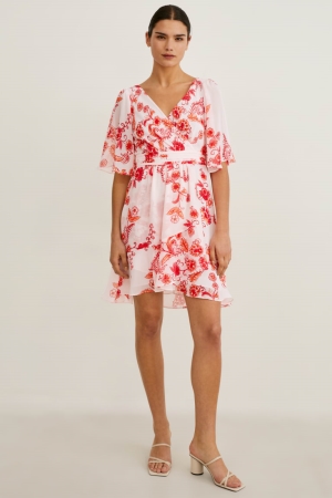 C&A Wrap Recycled Floral Kleider Damen Rosa | VOJAY-3140