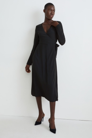 C&A Wrap With Lenzing™ Ecovero™ Kleider Damen Schwarz | LFPKM-5128