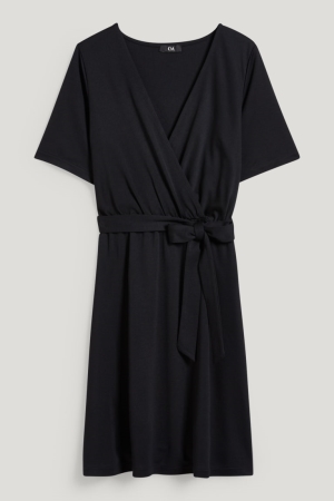 C&A Wrap With Tencel™ Modal Fibres Kleider Damen Schwarz | WITED-2640