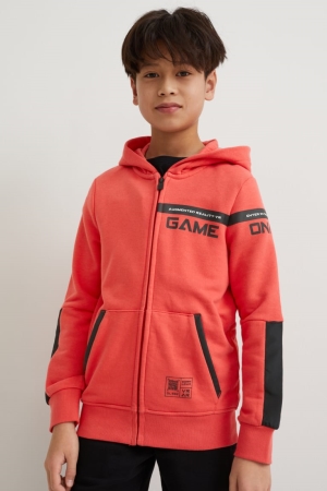 C&A Zip-through Augmented Reality Motif Sweatshirts Mädchen Rot | YRKBC-3265