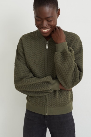 C&A Zip-through Sweatshirts Damen Dunkelgrün | NMDAG-2806