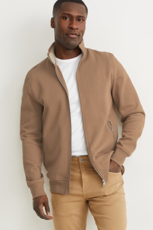 C&A Zip-through Sweatshirts Herren Hellbraun | RGQIS-2954