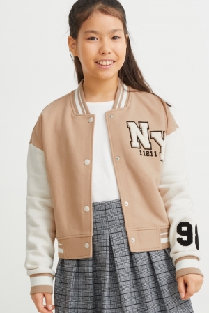 C&A Zip-through Sweatshirts Mädchen Beige | ODTNU-1325
