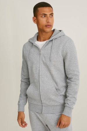C&A Zip-through With Hood Organic Baumwoll Sweatshirts Herren Grau | OSLQD-6305