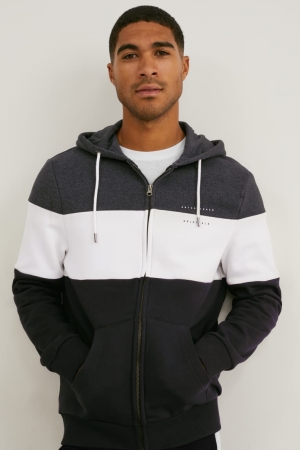 C&A Zip-through With Hood Sweatshirts Herren Dunkelgrau | BOYIE-5123