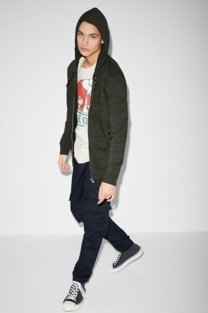C&A Zip-through With Hood Sweatshirts Herren Dunkelgrün | TRYSL-3528